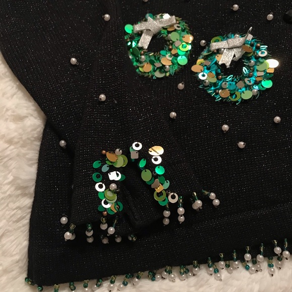 Christmas Wreath Cardigan Sweater - Vintage- Sz Sm - Picture 5 of 9